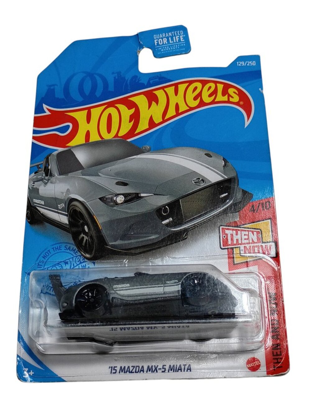 Hot Wheels '15 Mazda Mx-5 Miata Then And Now Die-Cast Car 4/10 Silver Gray